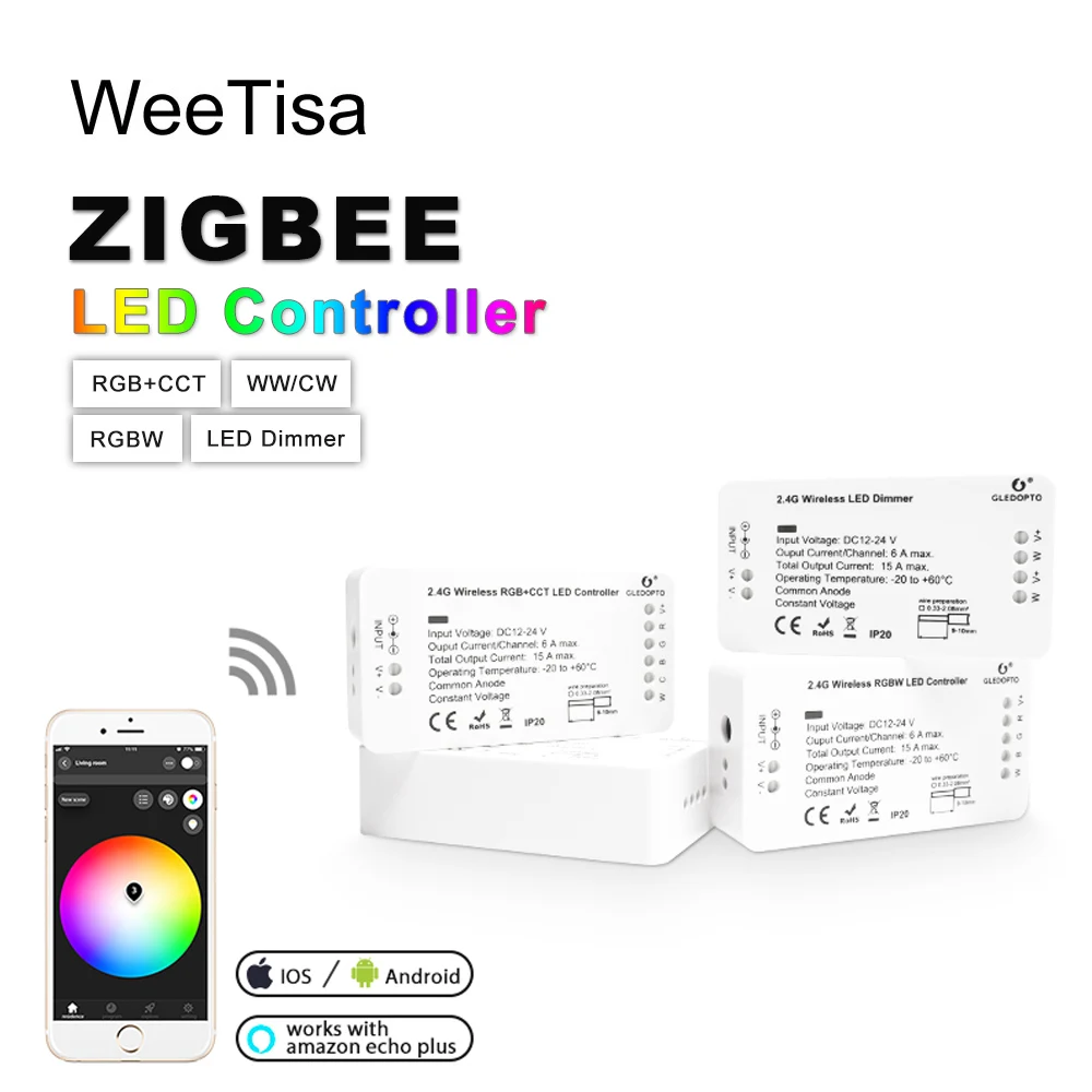 ZIGBEE LED Controller RGB RGBW RGBCCT WW CW DC 12V 24V LED Strip Single Color Dimmer Smart Controller Zll APP Controller
ZIGBEE LED Controller RGB RGBW RGBCCT WW CW DC 12V 24V LED Strip Single Color Dimmer Smart Controller Zll APP Controller