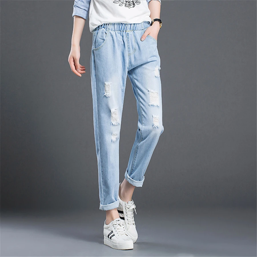 Women Jeans 2019 High Elastic Waist Ankle-Length Pants Classic Blue Ripped Ladies Jeans Female Pant Autumn Casual Jeans
Women Jeans 2019 High Elastic Waist Ankle-Length Pants Classic Blue Ripped Ladies Jeans Female Pant Autumn Casual Jeans