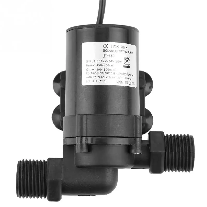 Мини DC безщеточный Водяной насос для солнечного водонагревателя 24V 1300L/ч мини