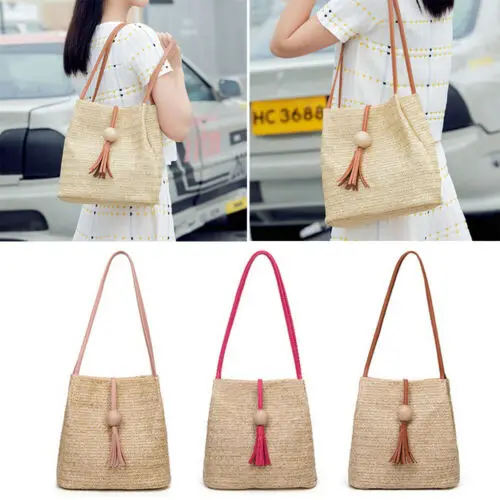 Faroot Brand Shopping Bag Women Straw Rattan Bags Woven Handbags Shoulder Knitted Purse Travel Tassel Ladies Storage | Дом и сад