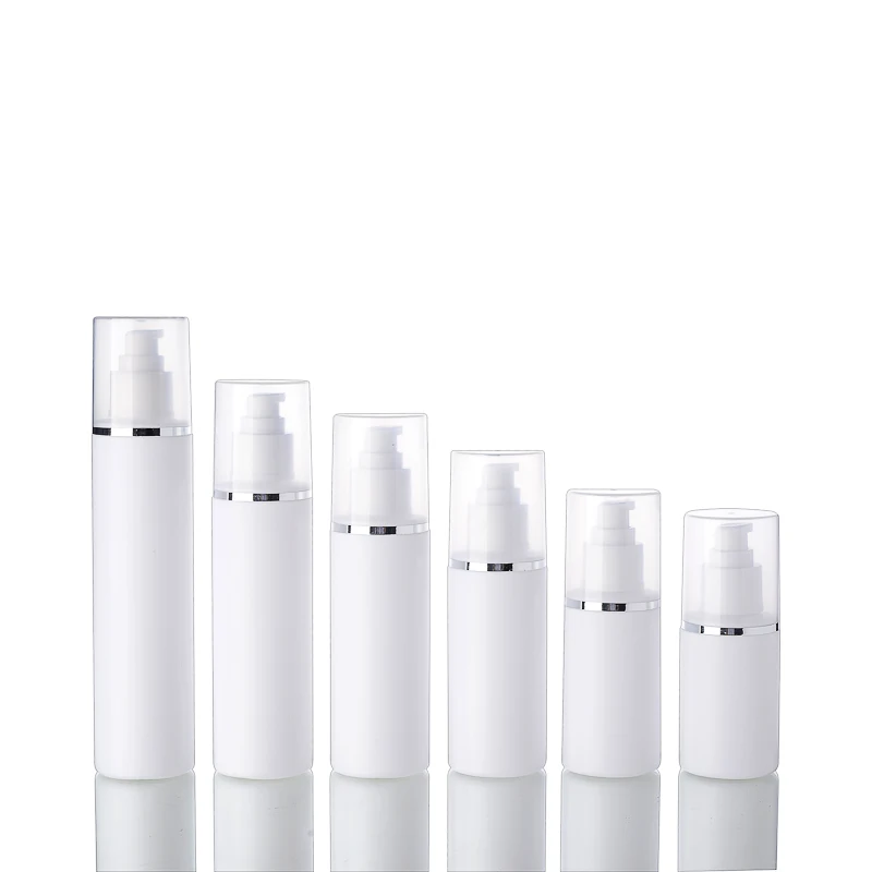 30pcs 180ml classical cream pump bottle white color with silver rim HDPE plastic refillable bottles for cosmetics | Красота и