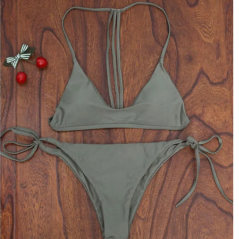 Bikini Set Push-up Unpadded Bra Swimsuit Beachwear Sexy Women's Bather Halter Lace Up Solid
Bikini Set Push-up Unpadded Bra Swimsuit Beachwear Sexy Women's Bather Halter Lace Up Solid