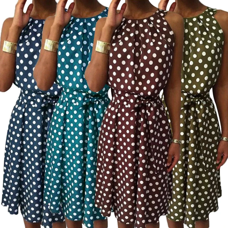 Фото Женское платье в горошек с оборками летнее пляжное открытыми - купить