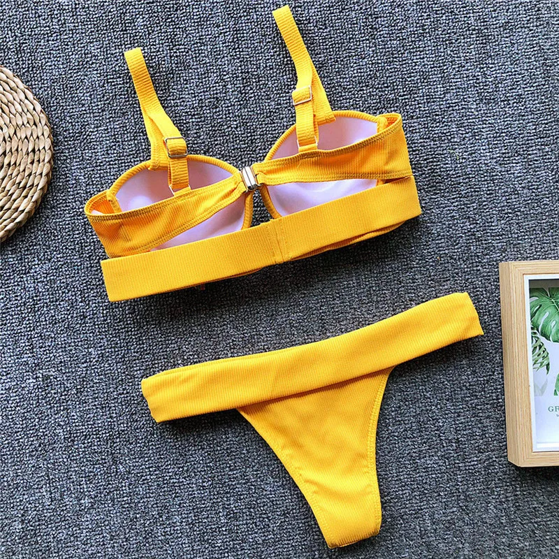 Women Padded Bikini Set Brazilian Biquini Low Waist Vintage Swimsuit Bandage Push-up Triangle Swimwear Solid Color Bathing Suit
Women Padded Bikini Set Brazilian Biquini Low Waist Vintage Swimsuit Bandage Push-up Triangle Swimwear Solid Color Bathing Suit