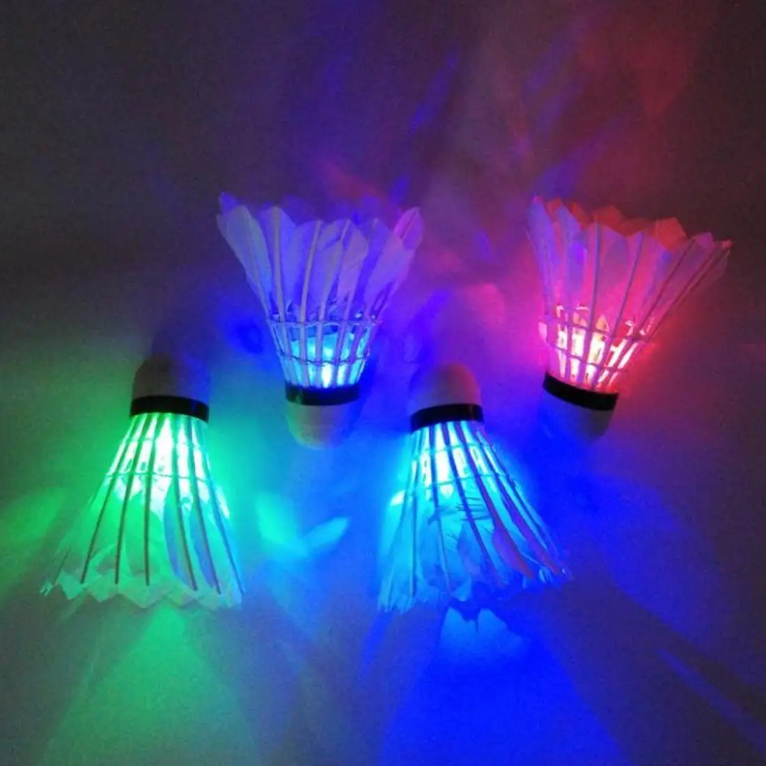 Практичный 4 шт красочные LED бадминтон волан мяч перо светится ночью на открытом