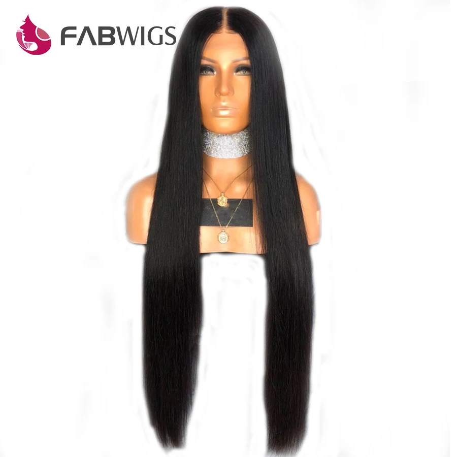 Fabwigs 150% плотность шелковистые прямые кружевные передние человеческие волосы