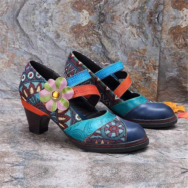 Socofy Retro Bohemian Women Pumps Shoes Woman Spring Autumn Genuine Leather Block High Heels Ladies Shoes Pumps Women Plus Size
Socofy Retro Bohemian Women Pumps Shoes Woman Spring Autumn Genuine Leather Block High Heels Ladies Shoes Pumps Women Plus Size