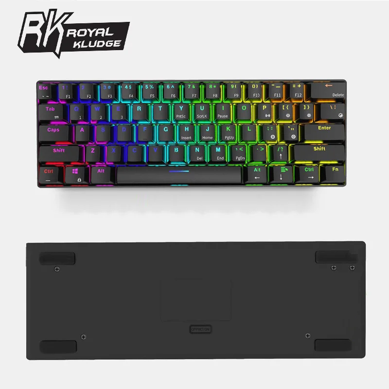 Royal Kludge RK61 Bluetooth-compatible Wired Dual Mode 60%RGB Light Mechanical Gaming Keyboard for Laptop Tablet Mobile Phones
Royal Kludge RK61 Bluetooth-compatible Wired Dual Mode 60%RGB Light Mechanical Gaming Keyboard for Laptop Tablet Mobile Phones