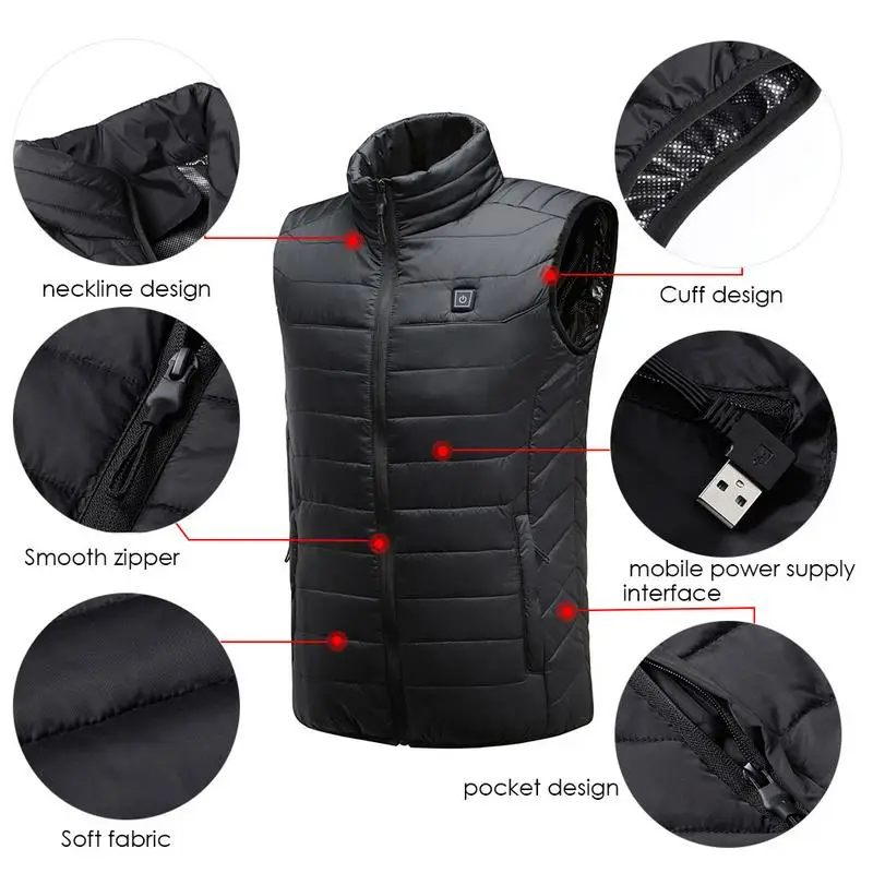 Plus Size Men's Vest Gilet Warm Cotton Down Jacket Vest USB Smart Heating Electric Charging Vest Clothing Sports Outdoors M~4XL
Plus Size Men's Vest Gilet Warm Cotton Down Jacket Vest USB Smart Heating Electric Charging Vest Clothing Sports Outdoors M~4XL