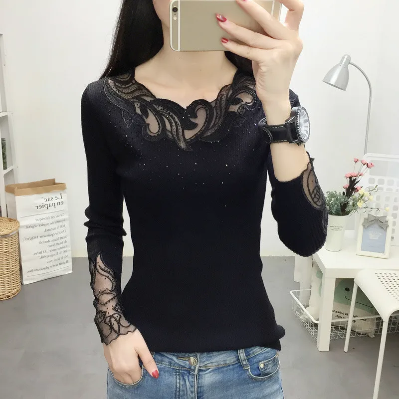 Women 2019 Winter Autumn Fashion Lace Pullovers Long Sleeve Knitting Sweater Female Loose O-Neck Jumper Femme
Women 2019 Winter Autumn Fashion Lace Pullovers Long Sleeve Knitting Sweater Female Loose O-Neck Jumper Femme