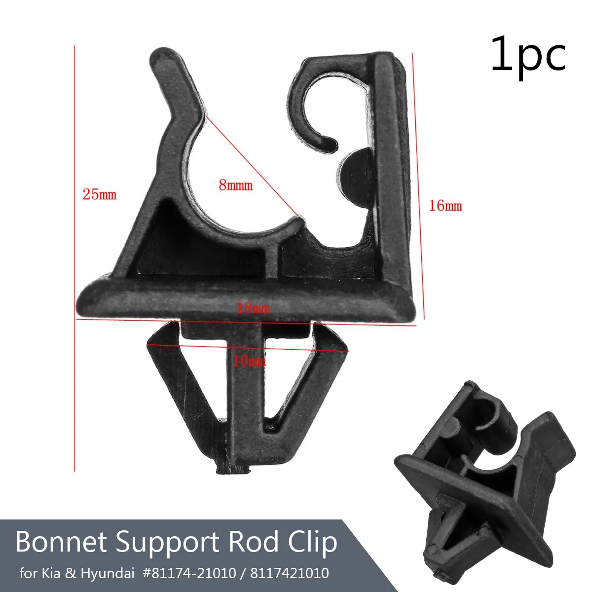 Black Bonnet Hood Prop Support Rod Clamp Clip Kit for Kia for Hyundai 81174-21010 / 8117421010
Black Bonnet Hood Prop Support Rod Clamp Clip Kit for Kia for Hyundai 81174-21010 / 8117421010