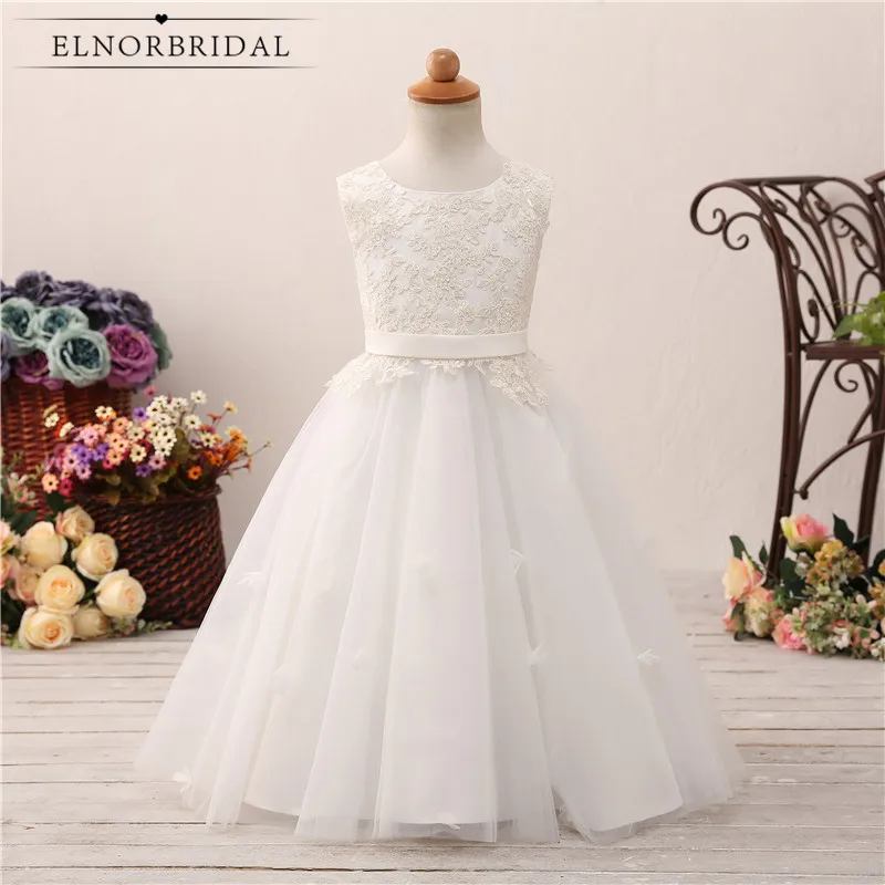 White/Ivory Lace Flower Girls Dresses 2020 Floor Length Robe Mariage Enfant Custom Made Kids Wedding Party Dress Online | Свадьбы и