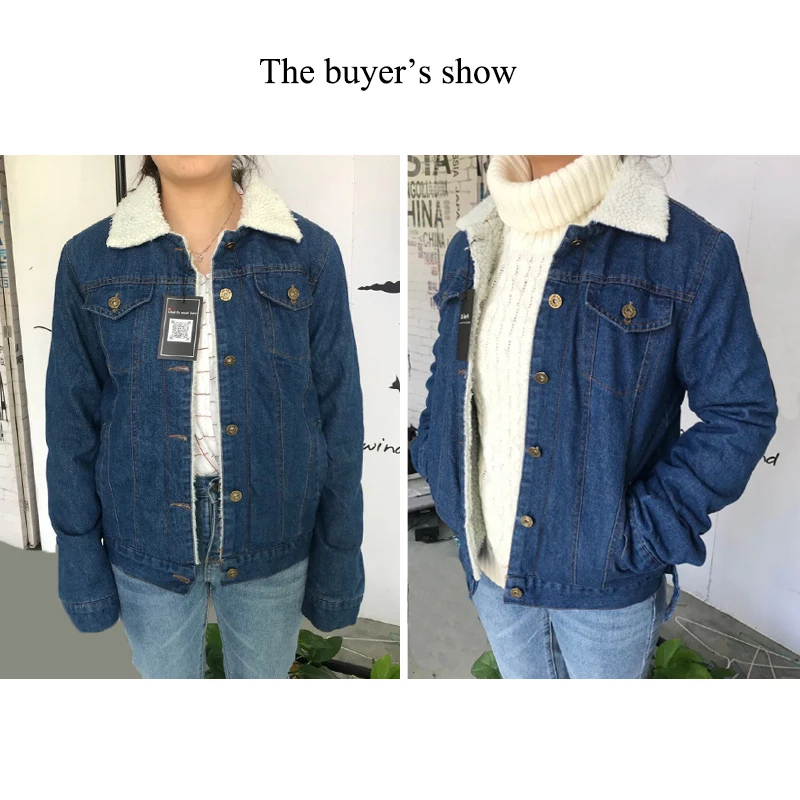 Spring Autumn Winter New Women lambswool jean Coat With 4 Pockets Long Sleeves Warm Jeans Coat Outwear Wide Denim Jacket 56
Spring Autumn Winter New Women lambswool jean Coat With 4 Pockets Long Sleeves Warm Jeans Coat Outwear Wide Denim Jacket 56