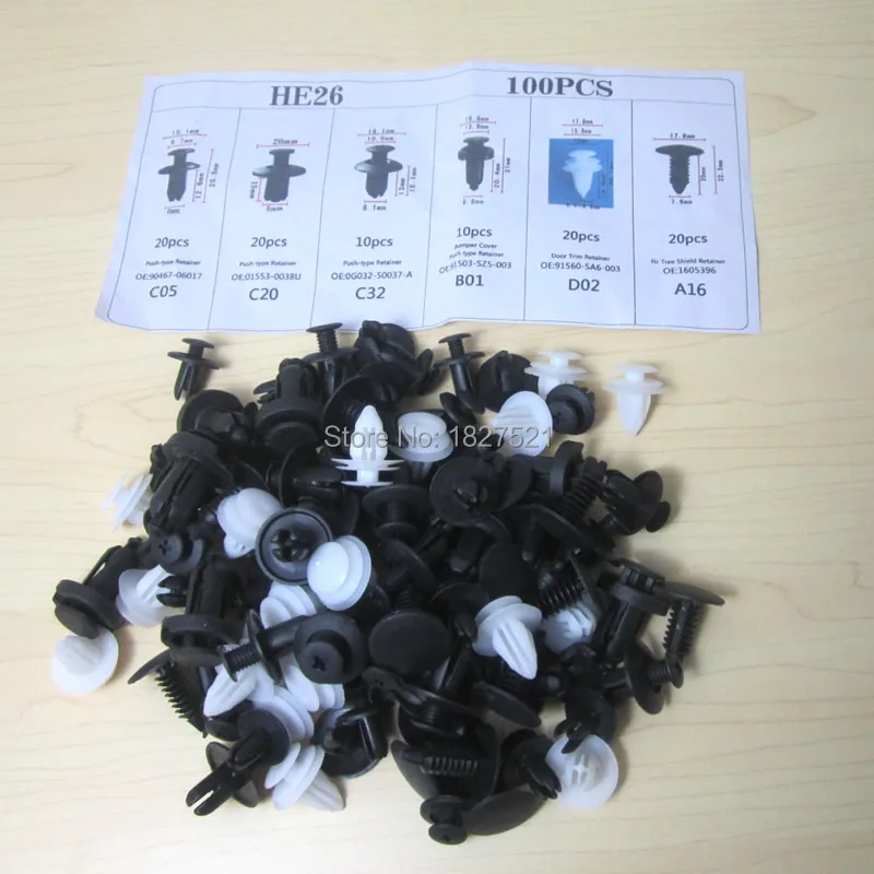 100PCS 6 Size Car Auto Plastic Door Fender Repair Rivets Screw Clips Fastener For Ford Chrysler Toyota Mazda Honda All car model
100PCS 6 Size Car Auto Plastic Door Fender Repair Rivets Screw Clips Fastener For Ford Chrysler Toyota Mazda Honda All car model