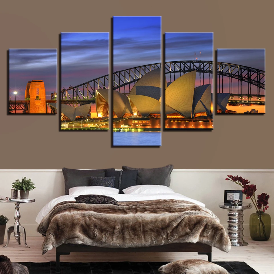 Canvas Picture Wall Art Harbour Bridge Poster Home Decor 5 Pieces Sydney Night Scenery Painting Print Unique High Quality Draw
Canvas Picture Wall Art Harbour Bridge Poster Home Decor 5 Pieces Sydney Night Scenery Painting Print Unique High Quality Draw