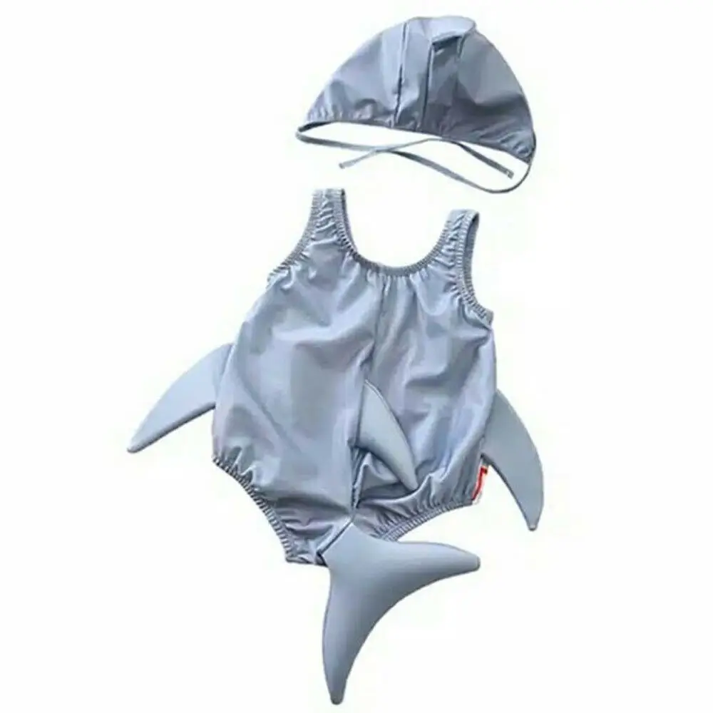 Модный Купальник для маленьких мальчиков и девочек с объемным рисунком акулы