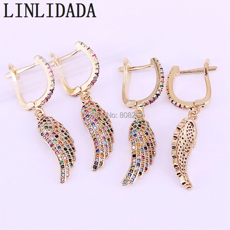 4Pair Gold Color High Quality Rainbow CZ Micro Pave Wings Women Fashion Dangle Earring
4Pair Gold Color High Quality Rainbow CZ Micro Pave Wings Women Fashion Dangle Earring
