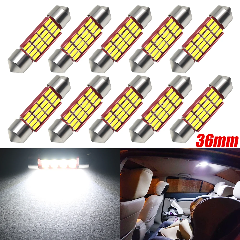 Светодиодные лампы C5W C10W CANBUS Festoon 36 мм 4014 SMD, белые, без ошибок, для салона автомобиля, 12 В постоянного тока, 10 шт.
Светодиодные лампы C5W C10W CANBUS Festoon 36 мм 4014 SMD, белые, без ошибок, для салона автомобиля, 12 В постоянного тока, 10 шт.