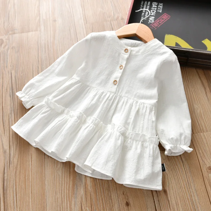Белая блузка в китайском стиле для маленьких девочек 2 8 лет весенняя одежда