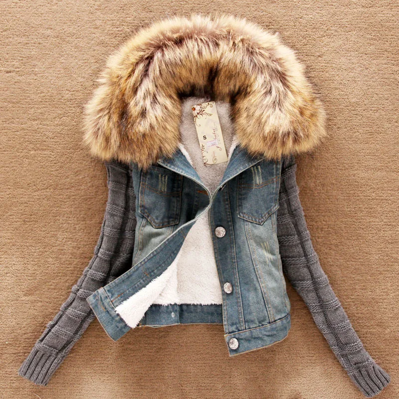 SWYIVY Women's Jackets Coat Denim Large Fur Collar 2019 Winter Warm Coats Wool Sleeves Outwear Female 5xl Jackets Coat For Woman
SWYIVY Women's Jackets Coat Denim Large Fur Collar 2019 Winter Warm Coats Wool Sleeves Outwear Female 5xl Jackets Coat For Woman