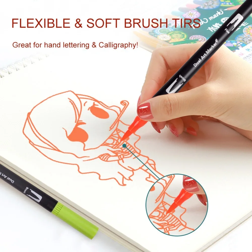 60 Colors Fineliner Art Marker Pen Drawing Painting Watercolor Pens Dual Tip Brush Paintbrush Pen School Art Supplies Stationery
60 Colors Fineliner Art Marker Pen Drawing Painting Watercolor Pens Dual Tip Brush Paintbrush Pen School Art Supplies Stationery