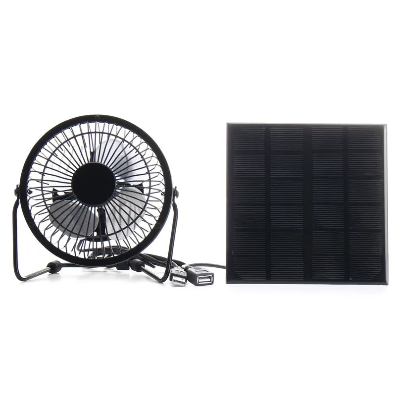 High Quality 4 Inch Cooling Ventilation Fan USB Solar Powered Panel Iron For Home Office Outdoor Traveling Fishing | Бытовая техника