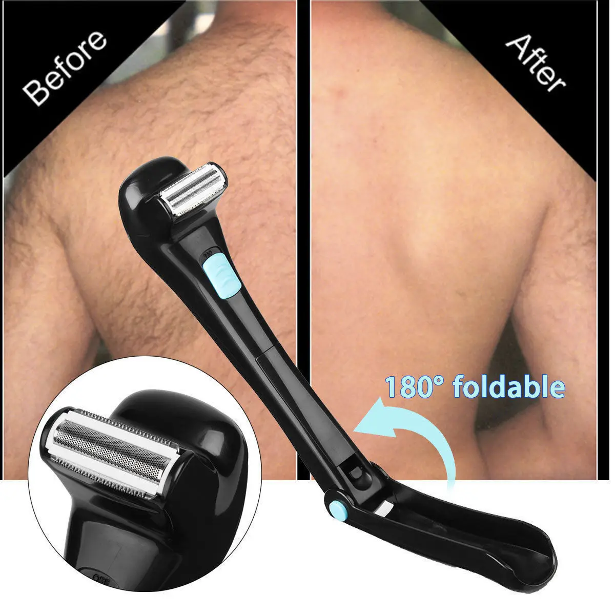 Men Shaving 180 Degrees Foldable Electric Back Hair Shaver Battery Manual Long Handle Hair Remover
Men Shaving 180 Degrees Foldable Electric Back Hair Shaver Battery Manual Long Handle Hair Remover