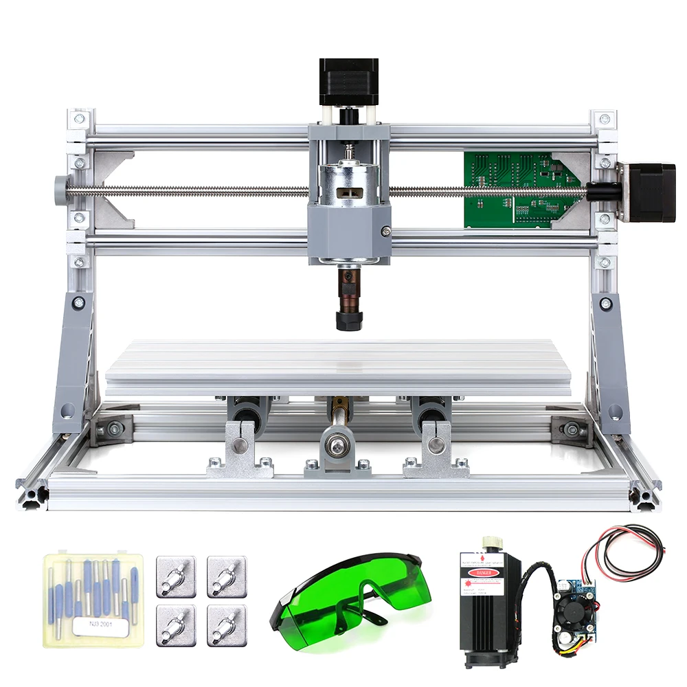 DIY CNC Router Kit 2-in-1 Mini Laser Engraving Machine PCB PVC Wood Carving Milling Machine with ER11 Collet Protective Glasses
DIY CNC Router Kit 2-in-1 Mini Laser Engraving Machine PCB PVC Wood Carving Milling Machine with ER11 Collet Protective Glasses