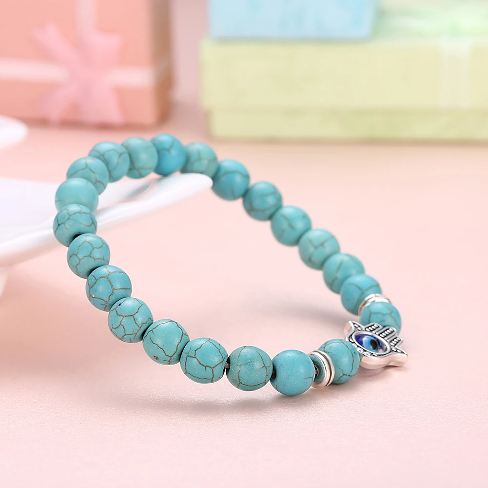 Браслет из натурального камня Howlite 8 мм Фатима хамса рука сглаза шарм Йога