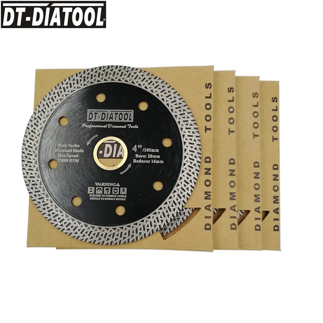 DT-DIATOOL 5 pcs Diameter 105mm Dry or wet Hot-pressed Sintered Diamond Cutting Disc With Mesh Turbo Rim Segment 4inch Saw Blade
DT-DIATOOL 5 pcs Diameter 105mm Dry or wet Hot-pressed Sintered Diamond Cutting Disc With Mesh Turbo Rim Segment 4inch Saw Blade