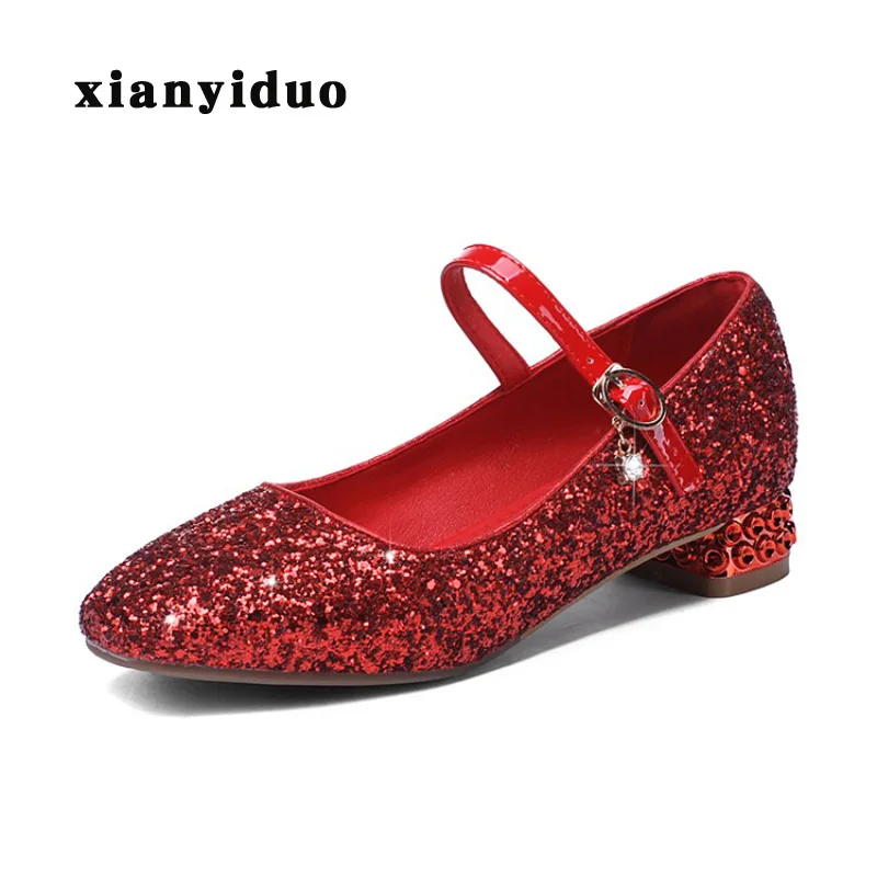 Xianyiduo/элегантные женские туфли-лодочки на ремешке с пряжкой сезон весна