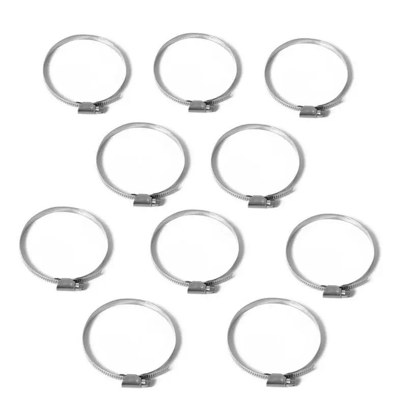 10pcs Stainless Steel Hose Clips Worm Drive Fuel Pipe Clamps 70-90mm Used In the Interface Of Oil Steam And Liquid Hoses | Автомобили и