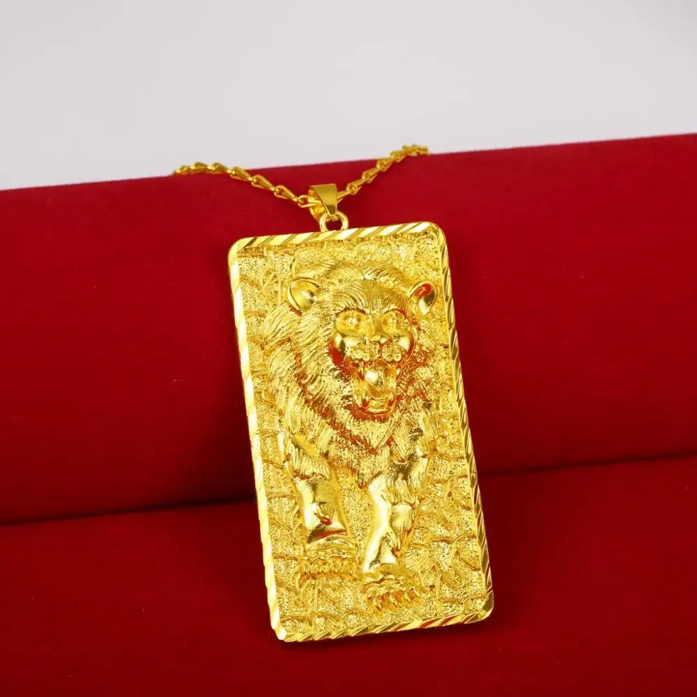 New Designs Vietnam Sand Gold Pendant Necklace Ambitions Lion Big Square Charms Necklace Jewelry for Men
New Designs Vietnam Sand Gold Pendant Necklace Ambitions Lion Big Square Charms Necklace Jewelry for Men