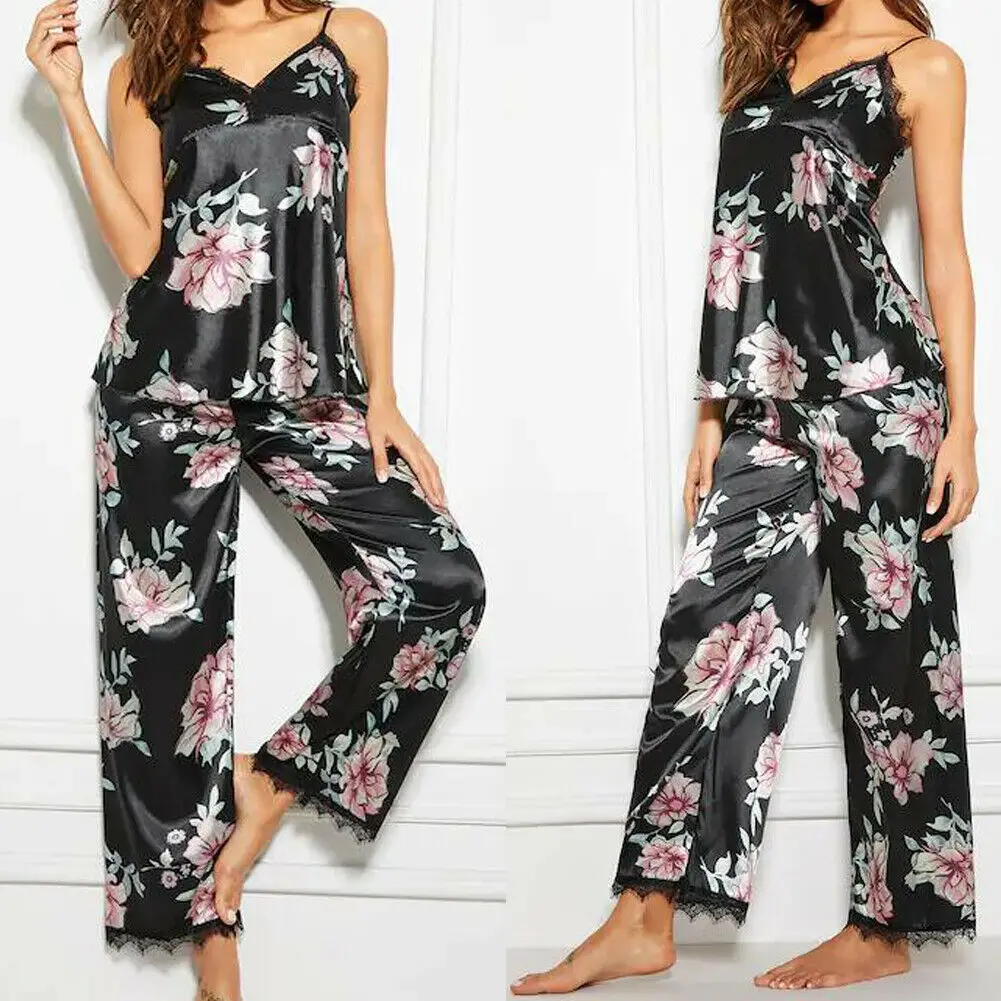 2019 New Women Soft Pyjamas Sets Ladies Floral Printed V-Neck Lace Sleeveless Nightwear Homewear Pjs Clothing
2019 New Women Soft Pyjamas Sets Ladies Floral Printed V-Neck Lace Sleeveless Nightwear Homewear Pjs Clothing