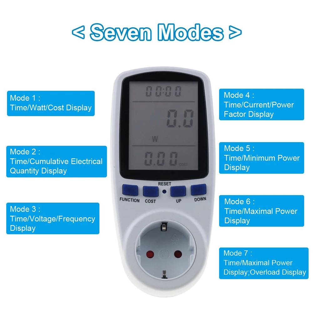 New EU Plug AC Power Meters 230v Digital Voltage Wattmeter Power Consumption Watt Energy Meter Electricity Analyzer Monitor
New EU Plug AC Power Meters 230v Digital Voltage Wattmeter Power Consumption Watt Energy Meter Electricity Analyzer Monitor