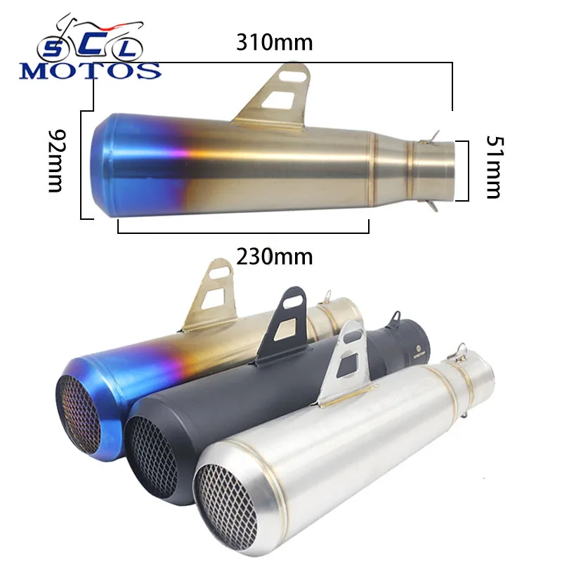 Sclmotos- 51mm Stainless Steel Motorcycle Dirt Pit Bike Exhaust Pipe Muffler Slip On for Honda for Yamaha Z250 TMAX530 Z750 Z800
Sclmotos- 51mm Stainless Steel Motorcycle Dirt Pit Bike Exhaust Pipe Muffler Slip On for Honda for Yamaha Z250 TMAX530 Z750 Z800