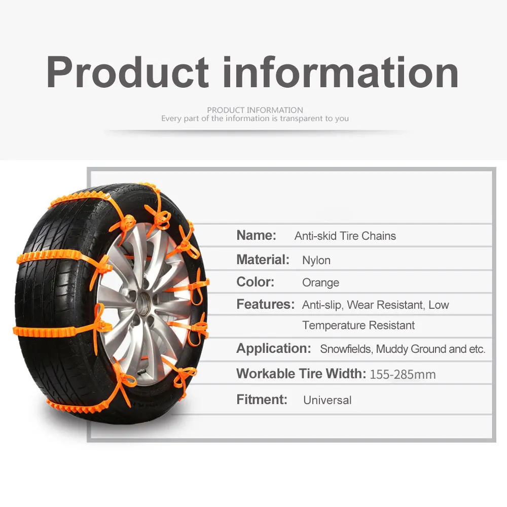 10pcs Nylon Anti Skid Snow Chains Of Snowfield Cross-country Tires Emergency Anti Skid Belt For Cars Anti-Skid Chain
10pcs Nylon Anti Skid Snow Chains Of Snowfield Cross-country Tires Emergency Anti Skid Belt For Cars Anti-Skid Chain