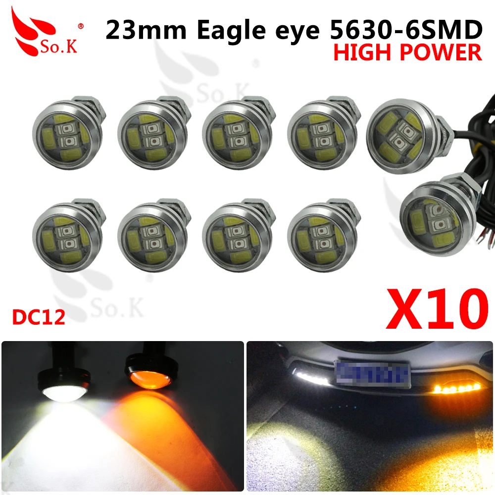 

10pcs 23mm LED Eagle Eye DRL 12V Daytime Running Lights 5630 6 SMD Auto Car Work Lights Waterproof Parking Fog Lamp Switchback