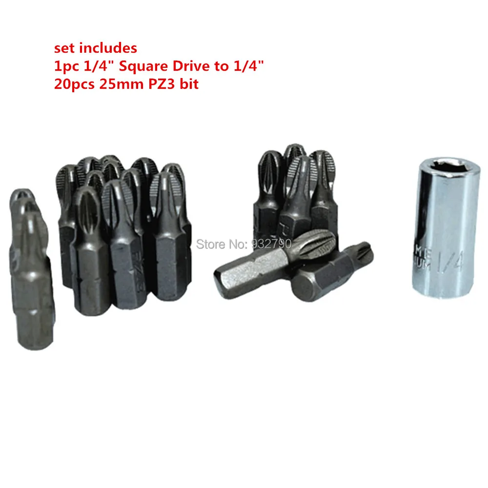 20pc Phillips Pozi Pozidrive Screwdriver 25mm Bit PH2/PZ1/PZ2/PZ3 + 1/4" Square Drive to 1/4" Hex Screwdriver Bit Adapter Holder
20pc Phillips Pozi Pozidrive Screwdriver 25mm Bit PH2/PZ1/PZ2/PZ3 + 1/4" Square Drive to 1/4" Hex Screwdriver Bit Adapter Holder