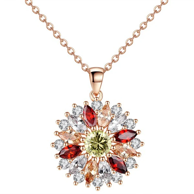 Romantic Colorful Crystal Zircon Sunflower Pendant Necklace Wedding Jewelry Valentines Gift for Women Girl A70
Romantic Colorful Crystal Zircon Sunflower Pendant Necklace Wedding Jewelry Valentines Gift for Women Girl A70