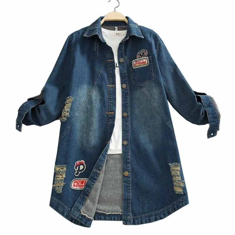 5XL Plus Size Women Loose Denim Coat Patch Hole Autumn Letter Print Windbreaker Fashion Tide Jean Basic Jacket Outerwear PJ315
5XL Plus Size Women Loose Denim Coat Patch Hole Autumn Letter Print Windbreaker Fashion Tide Jean Basic Jacket Outerwear PJ315