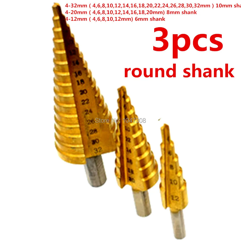 3pcs 4-12mm/4-20mm/4-32mm HSS Step Drill Bit Step Cone Drill Bit Drilling of Holes in Aluminium Brass Copper Plastic Steel Wood
3pcs 4-12mm/4-20mm/4-32mm HSS Step Drill Bit Step Cone Drill Bit Drilling of Holes in Aluminium Brass Copper Plastic Steel Wood