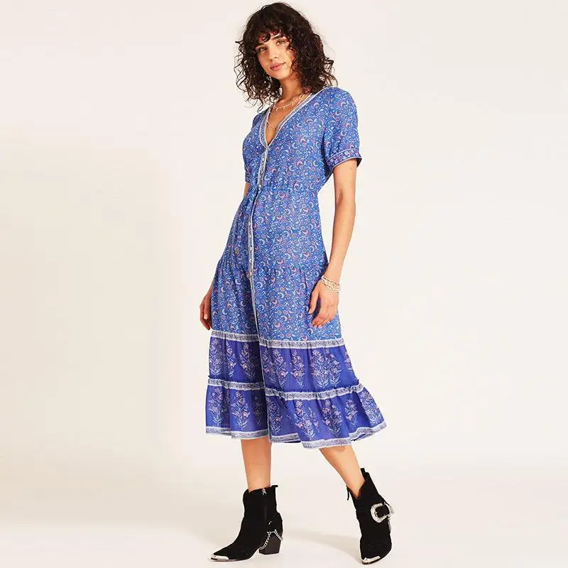 Women Summer Robe Vintage Boho Long Maxi Dresses Short Sleeve Beach Dress bohemian
Women Summer Robe Vintage Boho Long Maxi Dresses Short Sleeve Beach Dress bohemian