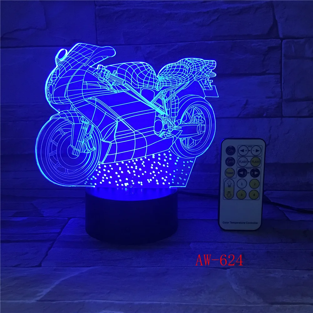 Motor 3D Led Light Novelty 3D Table Lamp 3D Motocross Bike shape Night Lights LED USB 7 Colors Changing lighting AW-624
Motor 3D Led Light Novelty 3D Table Lamp 3D Motocross Bike shape Night Lights LED USB 7 Colors Changing lighting AW-624