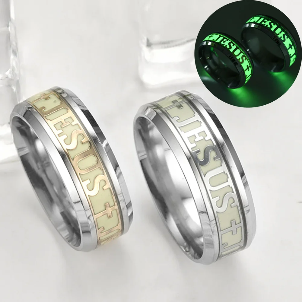 Светящиеся кольца из нержавеющей стали крестообразное кольцо для помолвки