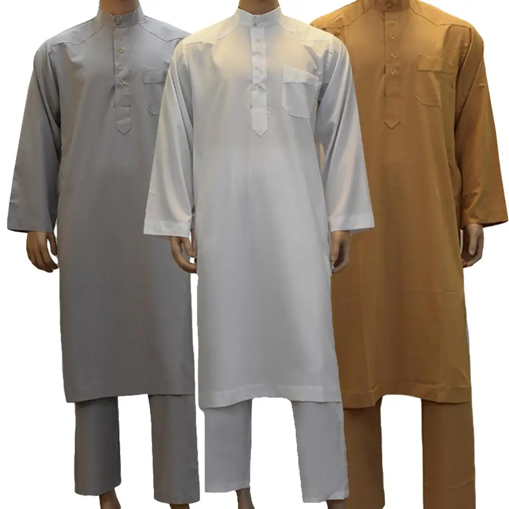 

Arabic Muslim Clothing for Men Islamic Jubba Thobe Saudi Arabia Abaya Dubai Kaftan Eid Mubarak Clothes Trousers Set Middle East