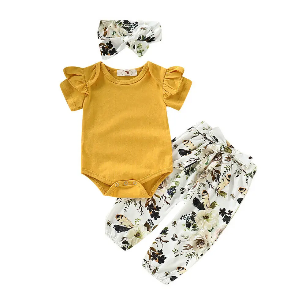 Newborn Toddler Baby Girl Short Sleeve Tops Romper Floral Pants 3PCS Summer Casual Baby Girl Clothing Outfits Set
Newborn Toddler Baby Girl Short Sleeve Tops Romper Floral Pants 3PCS Summer Casual Baby Girl Clothing Outfits Set