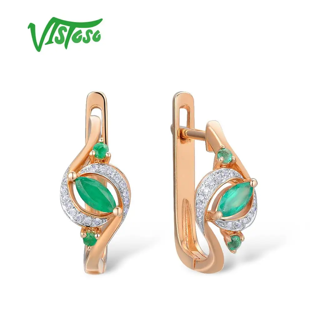 VISTOSO Gold Earrings For Women 14K 585 Rose Gold Glamorous Elegant Pear Emerald Sparkling Diamond Luxury Trendy Fine Jewelry
VISTOSO Gold Earrings For Women 14K 585 Rose Gold Glamorous Elegant Pear Emerald Sparkling Diamond Luxury Trendy Fine Jewelry