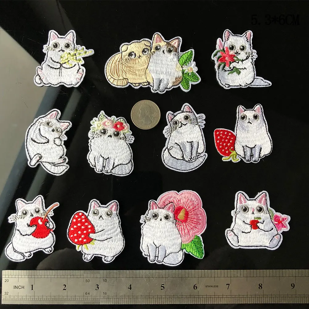 Нашивки с вышивкой Kawaii Totoro забавная аппликация в виде кошки детские блестящие