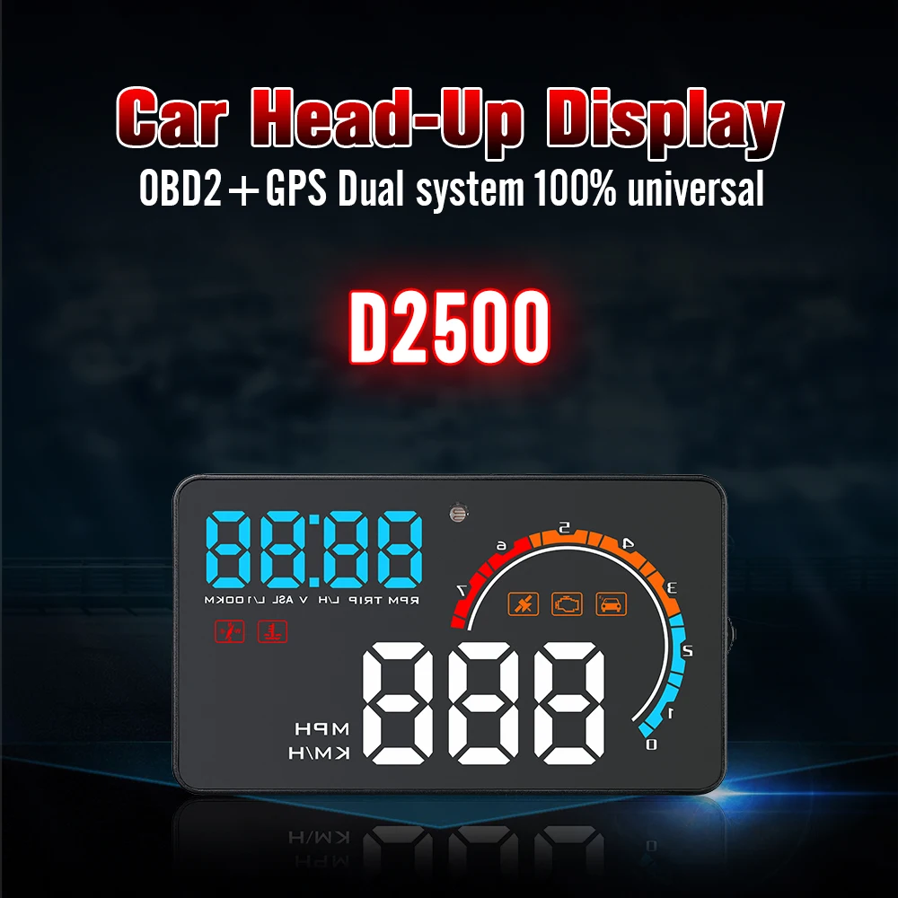 Универсальный автомобильный хаб OBD2/GPS, 4 дюйма, автомобильный проектор скорости, лобовое стекло, навигация OBD, измеритель скорости Hud D2500
Универсальный автомобильный хаб OBD2/GPS, 4 дюйма, автомобильный проектор скорости, лобовое стекло, навигация OBD, измеритель скорости Hud D2500